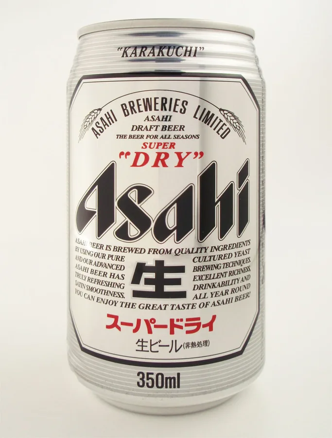 A standing Asahi Super Dry can