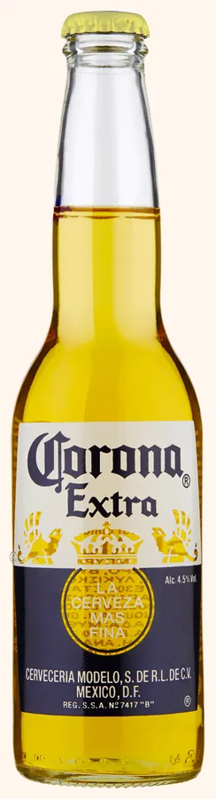 A standing bottle of Corona Extra